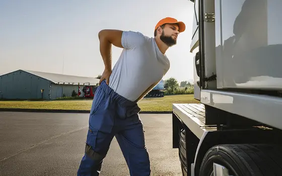 male lorry driver with a back injury male lorry driver with a back injury